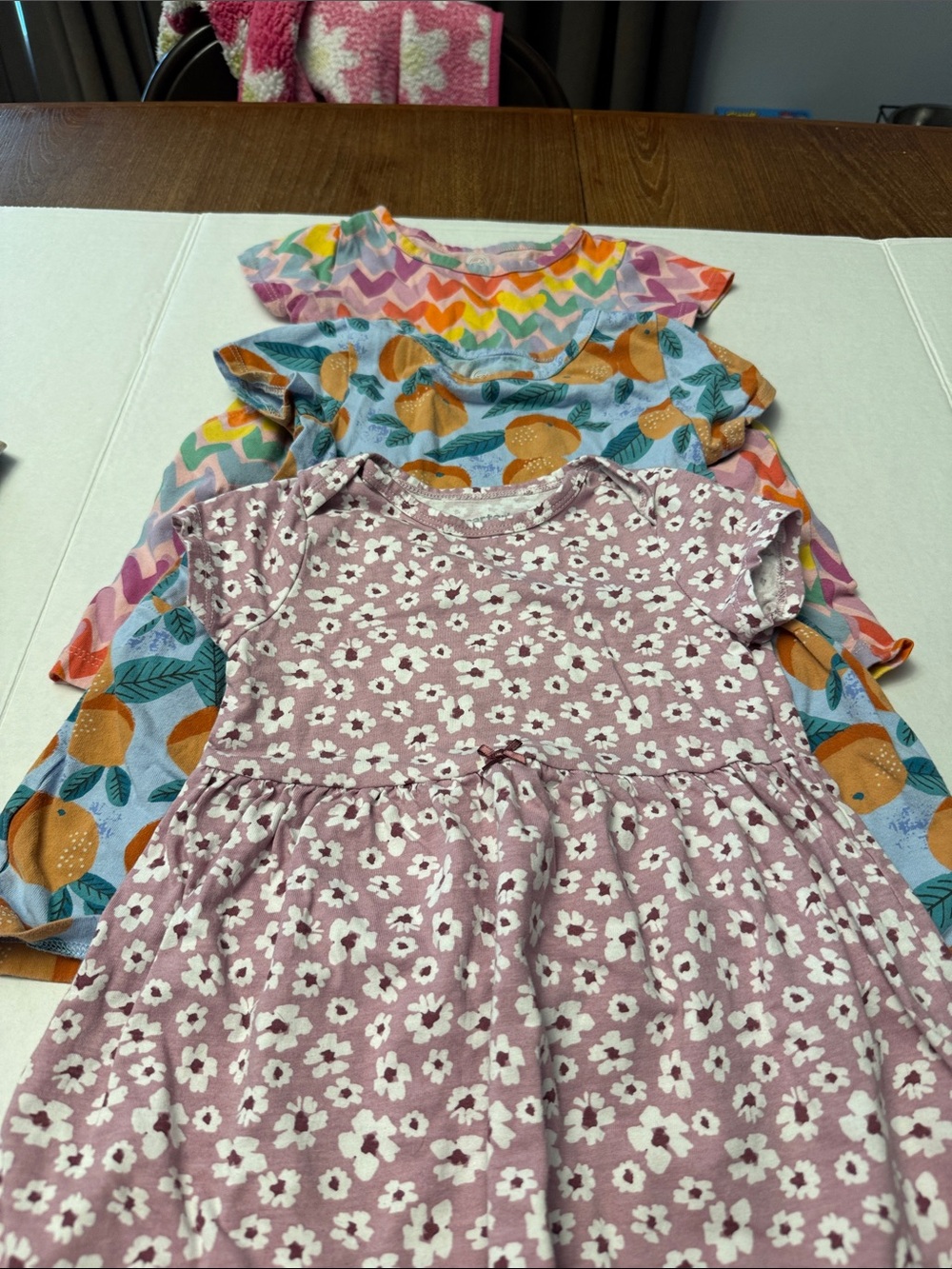 3 Short-Sleeve Cotton Dress for Girls size 18m